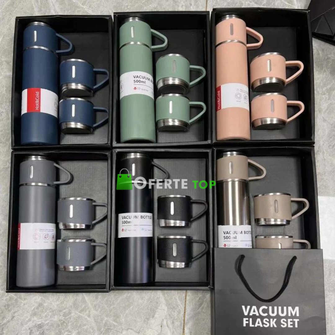 Set Termos Ecologic INOX 500 ml + 3 cesti x 150ml