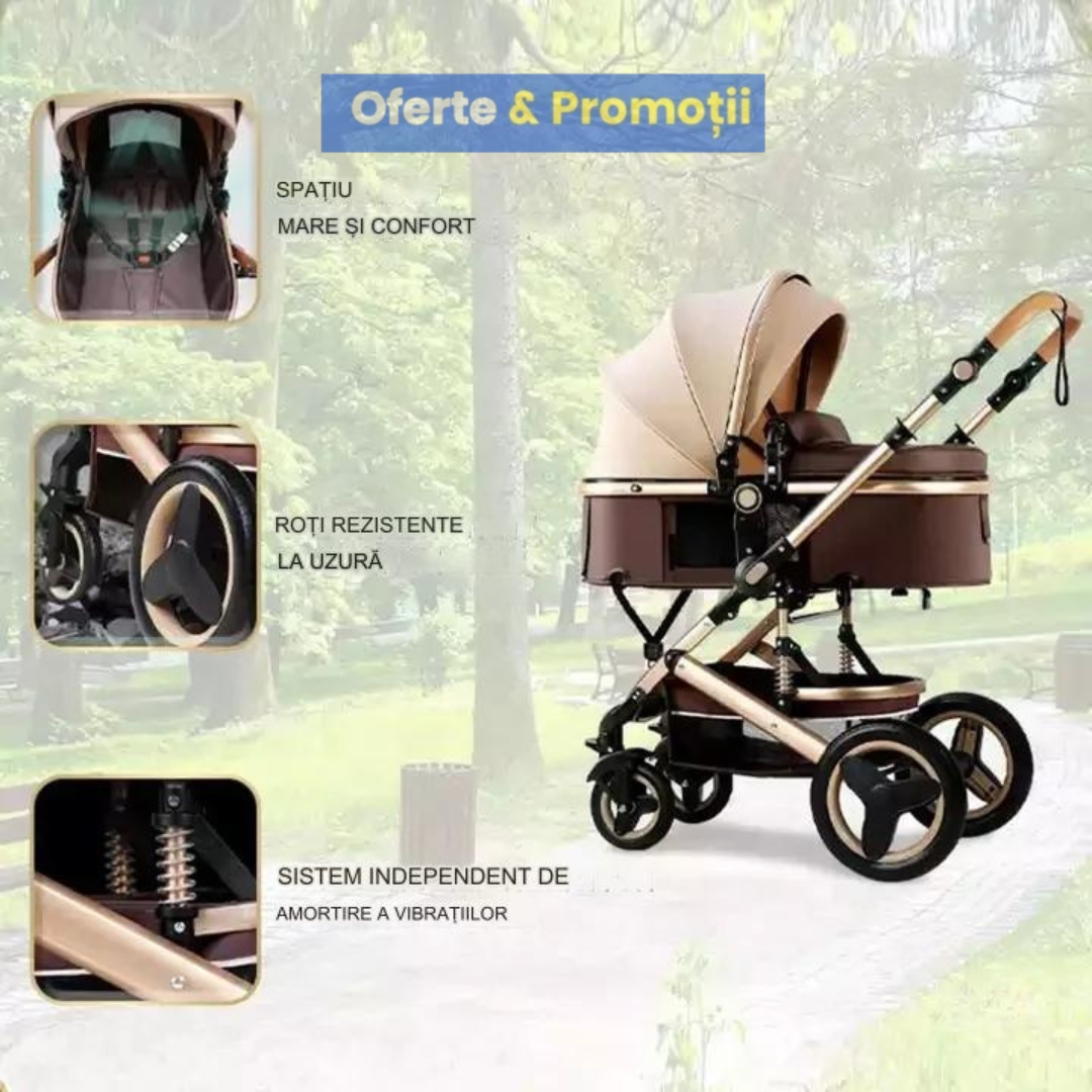 Carucior Bebe 2 în 1 - Eleganță, Confort și Funcționalitate Premium