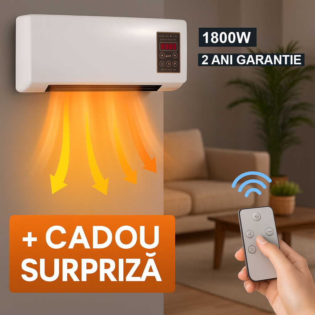 Aeroterma 2 in 1 cu ventilator, cald/rece 16 - 40 grade, 1800W, cu telecomanda, Alb + CADOU SURPRIZA
