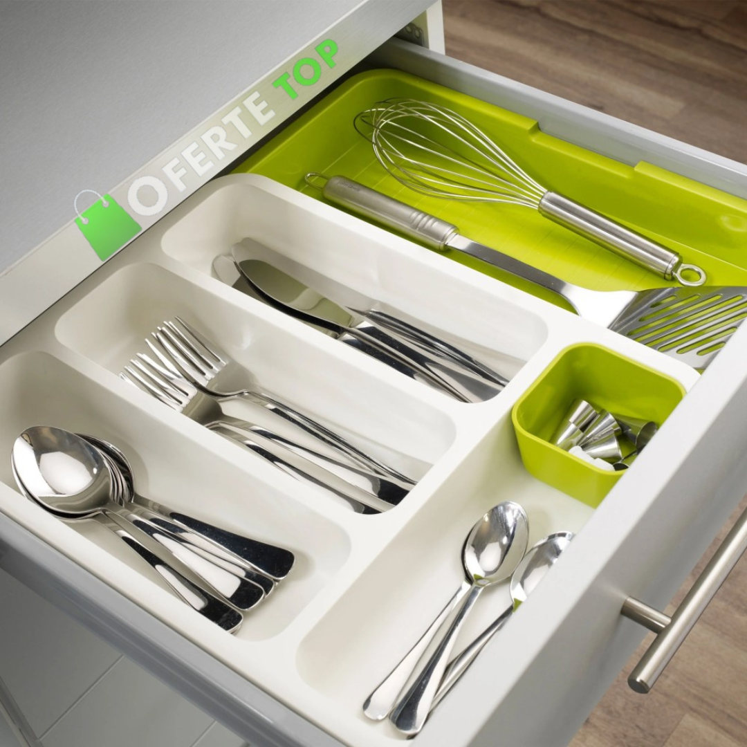 Organizator extensibil de tacamuri pentru sertar