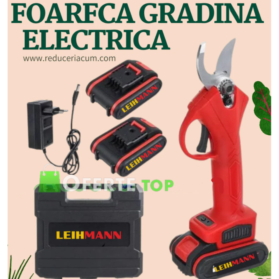 Foarfeca electrica pentru vita de vie si crengi , cu 2 Acumulatori 36V + Set 4 ghem de sfoara 100 gr