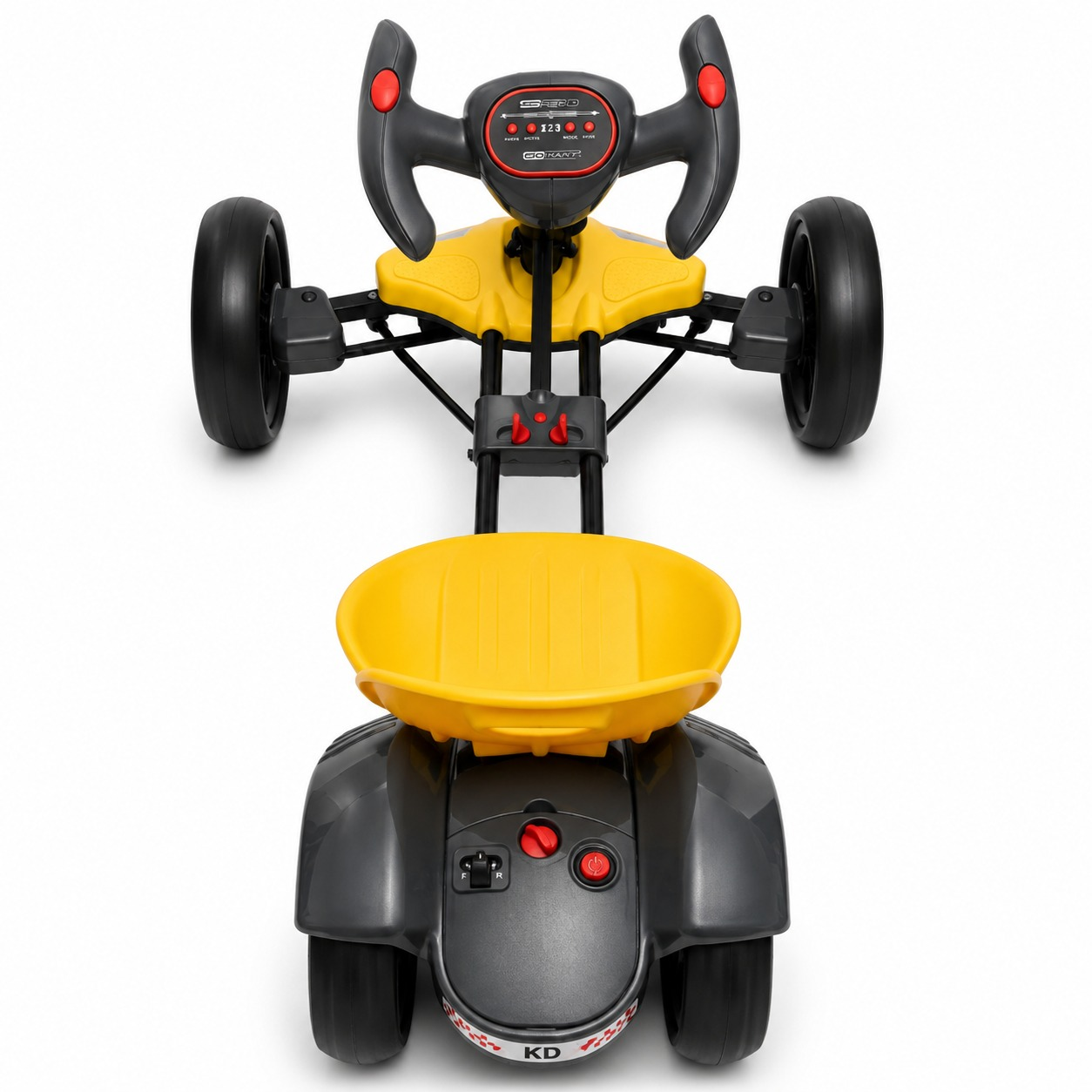 Kart electric LEIHMANN pentru copii, cu volan sport și roti mari, galben/negru
