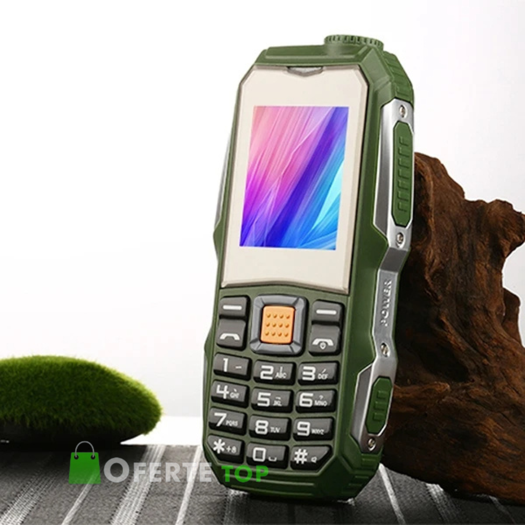 Telefon militar F8, Dual SIM, 3800 mAh, FM radio, Bluetooth, Lanterna, Verde-Gri