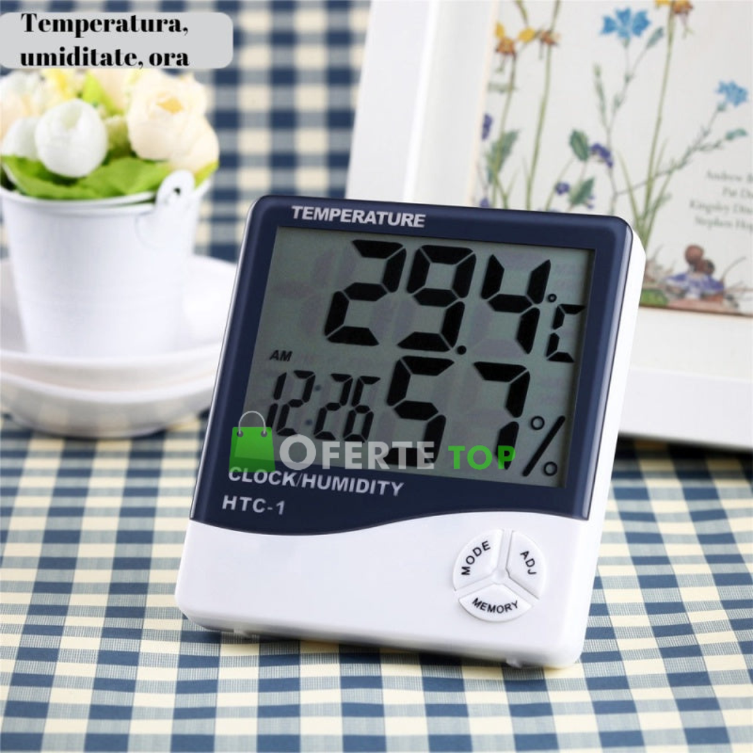 Ceas electronic de birou, cu ecran LCD ce indica temperatura