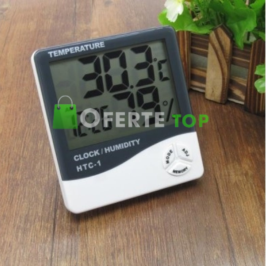 Ceas electronic de birou, cu ecran LCD ce indica temperatura