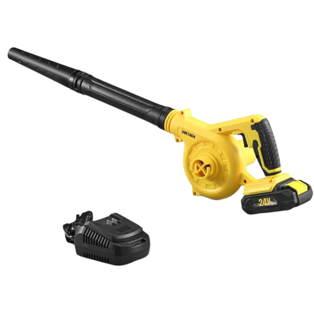 Suflător de frunze fără fir, King Showden 24V, electric, puternic, 2 în 1, cu 2 baterii litiu de 5.0Ah și încărcător, ideal pentru suflarea frunzelor, zăpezii, curățarea prafului și a resturilor mici