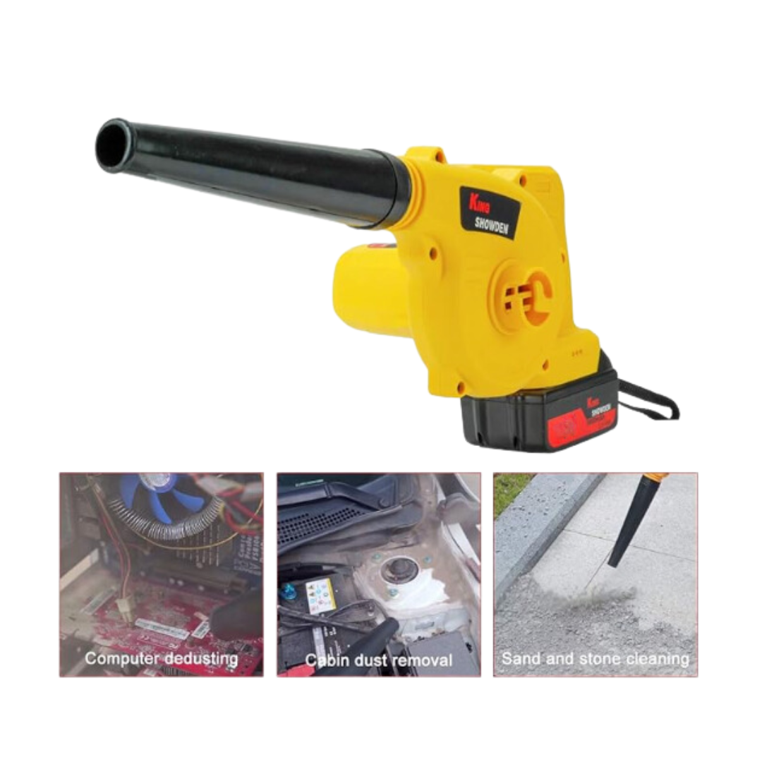 Suflător de frunze fără fir, King Showden 24V, electric, puternic, 2 în 1, cu 2 baterii litiu de 5.0Ah și încărcător, ideal pentru suflarea frunzelor, zăpezii, curățarea prafului și a resturilor mici