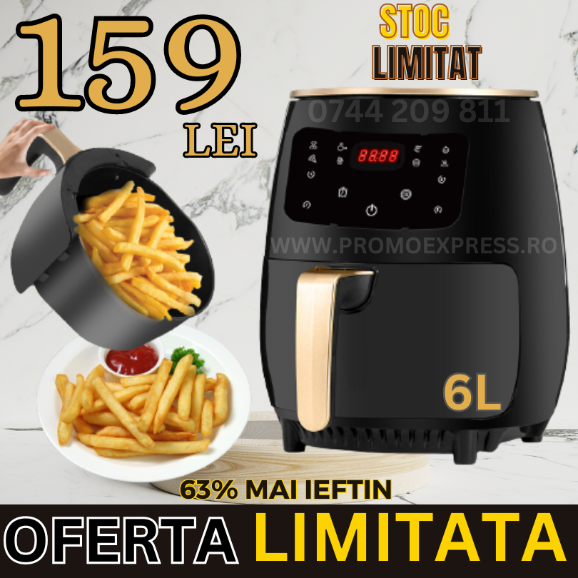 Friteuza fara Ulei cu aer cald, Functie de Coacere, 6L, TOP KING, LCD