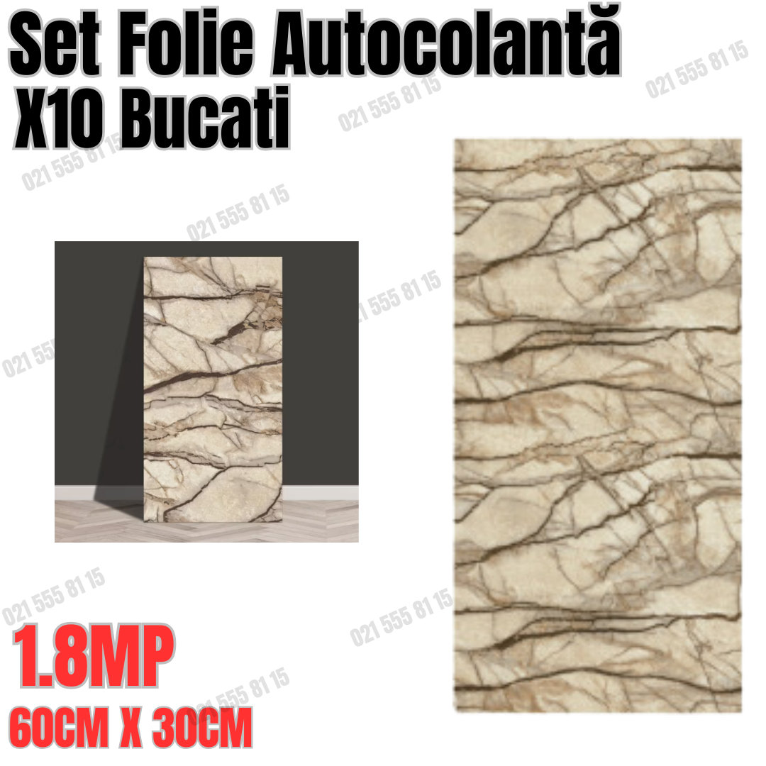 Set 10 Folii Autocolante Marmură  – Dimensiune 60x30 cm