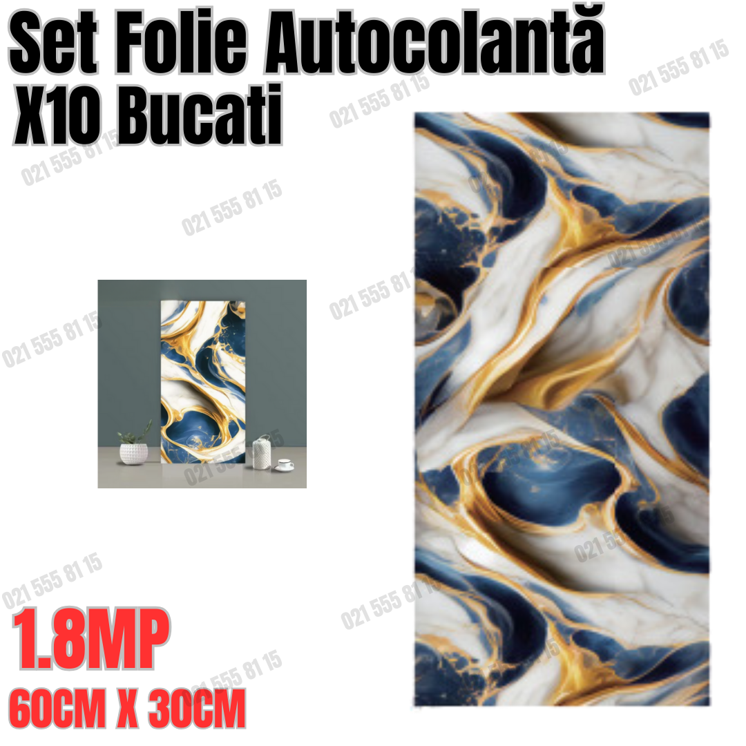 Set 10 Folii Autocolante Marmură  – Dimensiune 60x30 cm