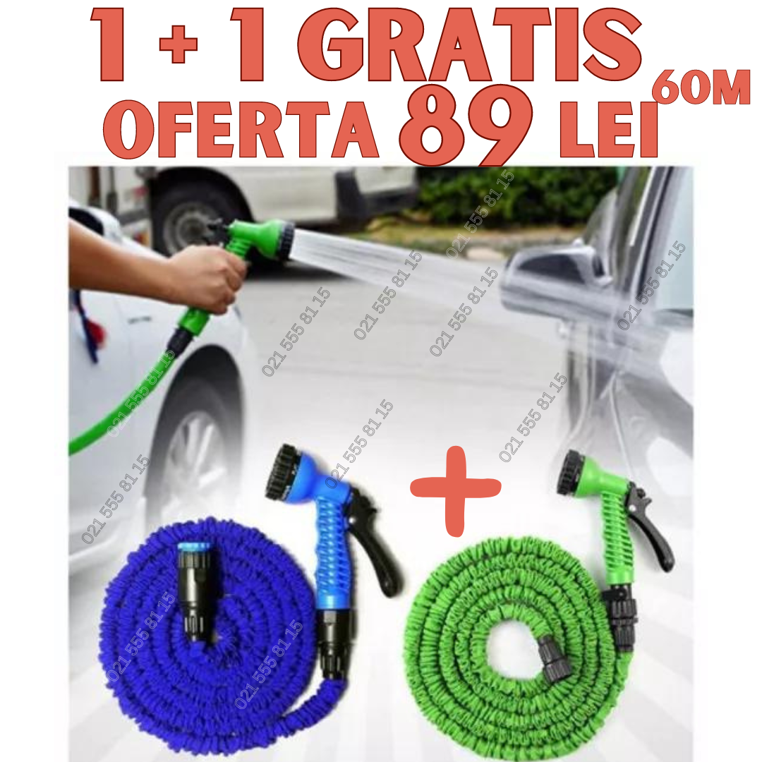 1+1 GRATUIT Furtune De Gradina 2 X 60M Extensibile 60m Cu Aparat Pentru Stropit