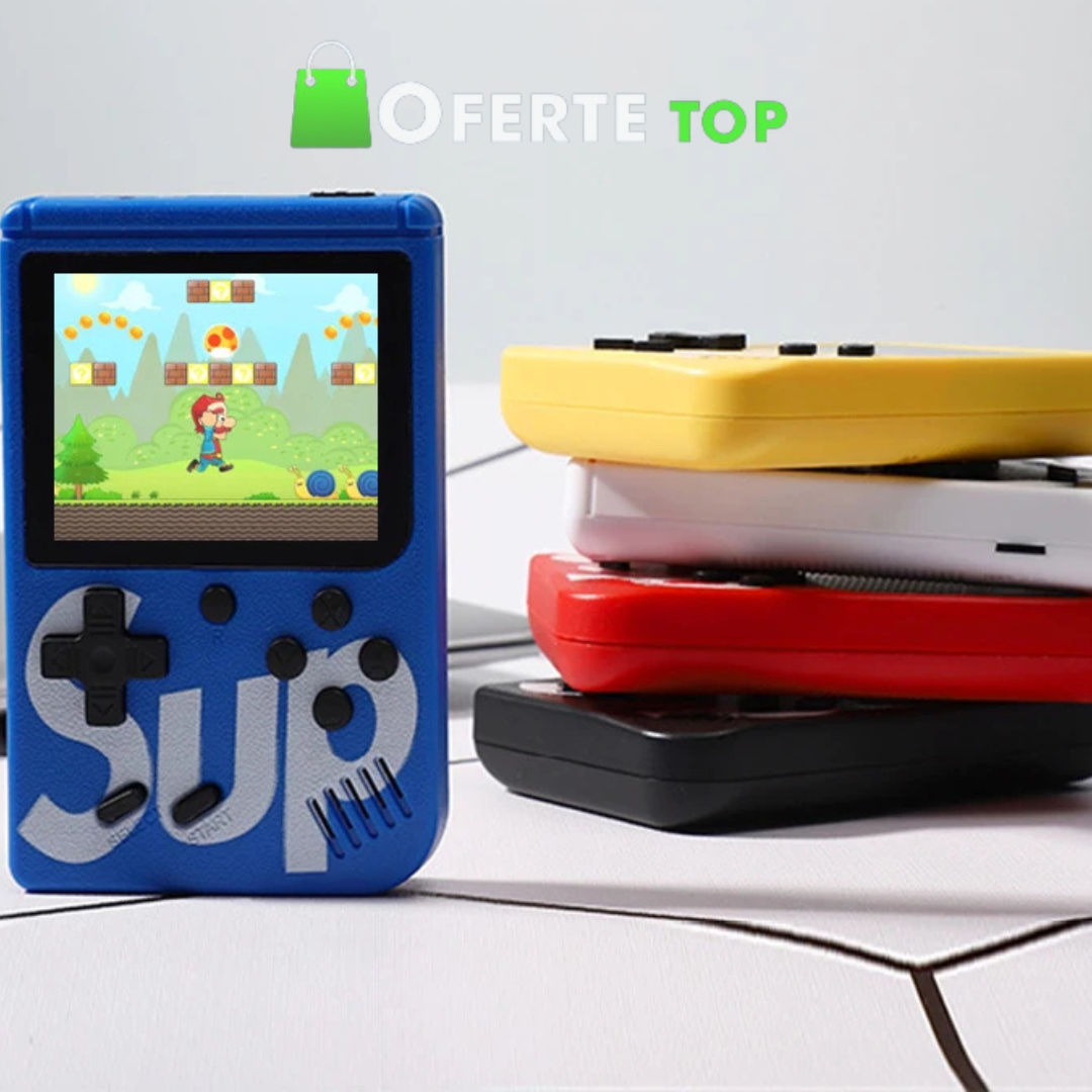 CONSOLA RETRO JOCURI GAMEBOY SUP , 400 IN 1 , CONECTARE AV TV, ECRAN 3 INCH, COLOR, ALBASTRU