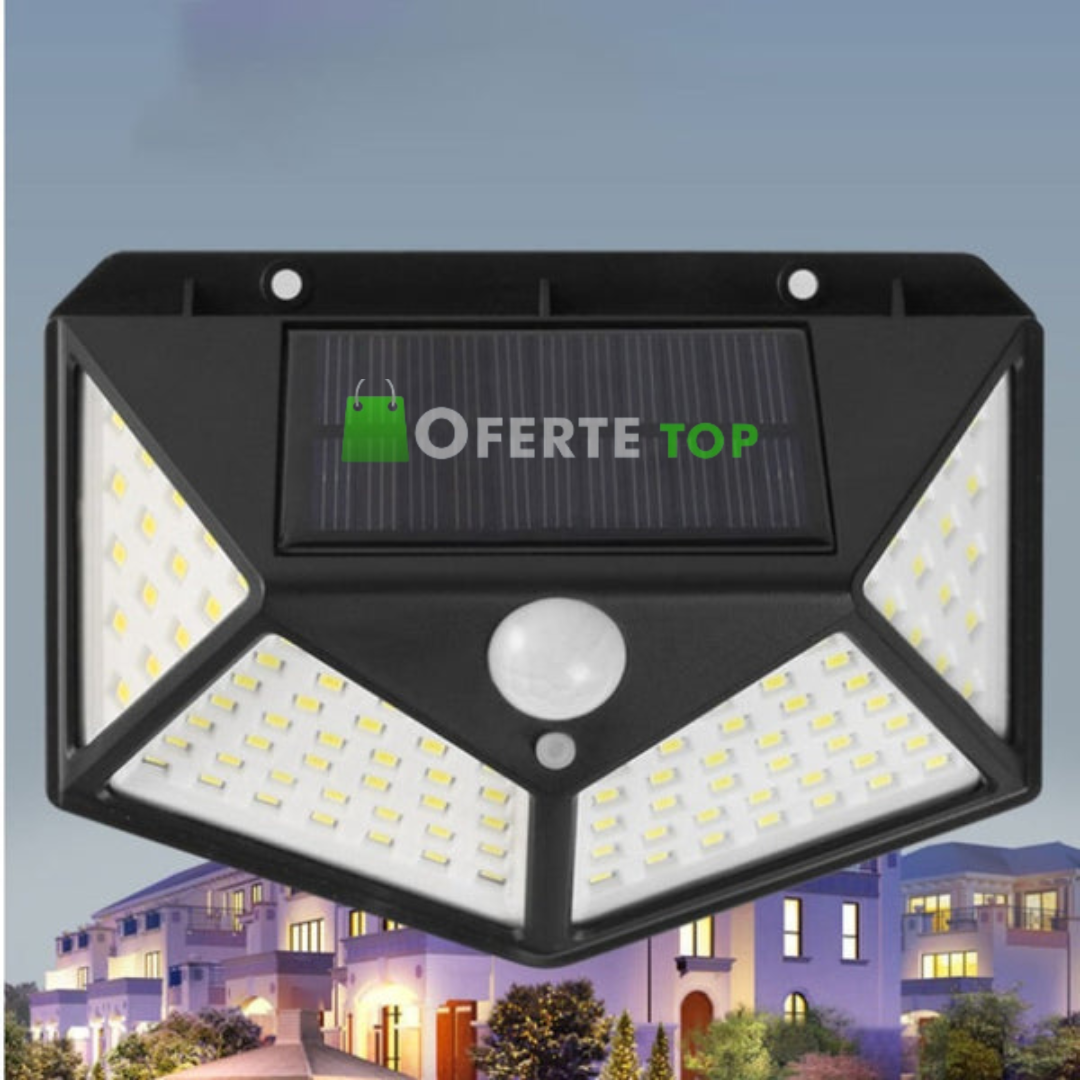 Set 2 x Lampa solara 100 Led cu senzor de miscare