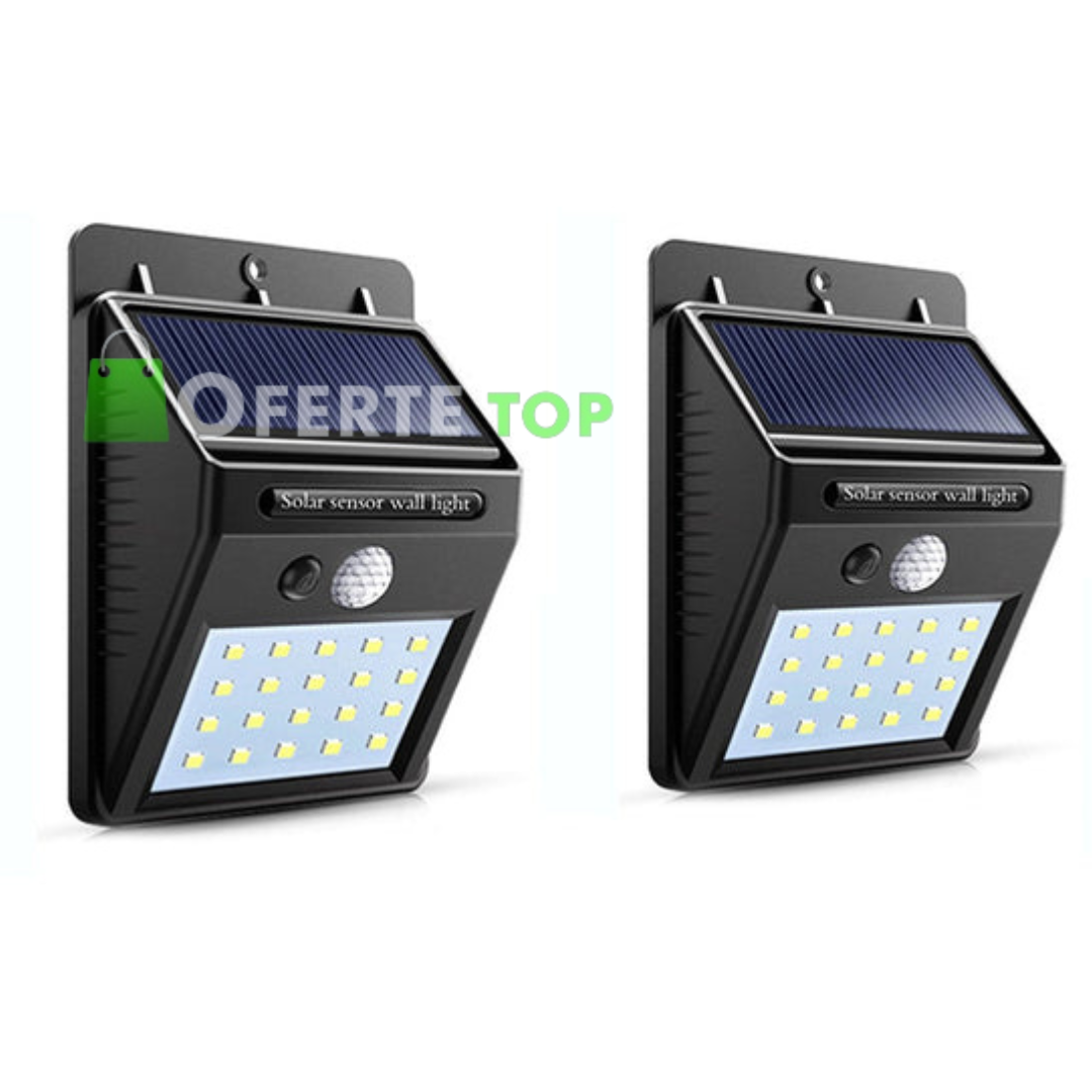 Set 2 x Lampi LED cu incarcare solara si senzor de miscare