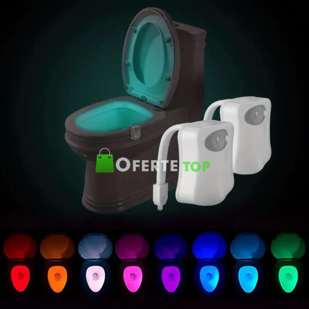 Lampa de veghe pentru toaleta cu LED, senzor de miscare si lumina, 8 culori diferite