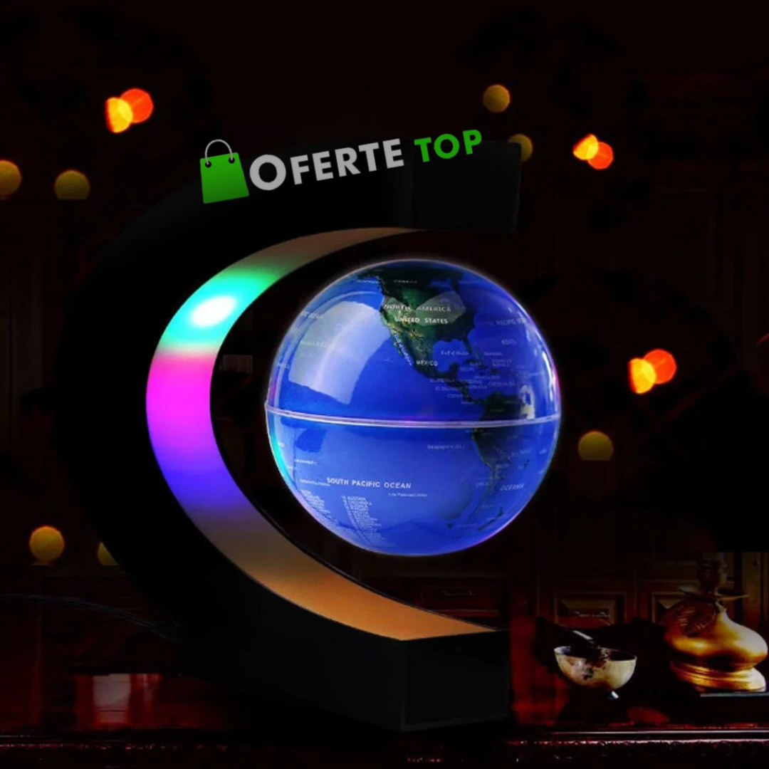 Glob pamantesc magnetic plutitor cu iluminare LED, zggzerg, Albastru