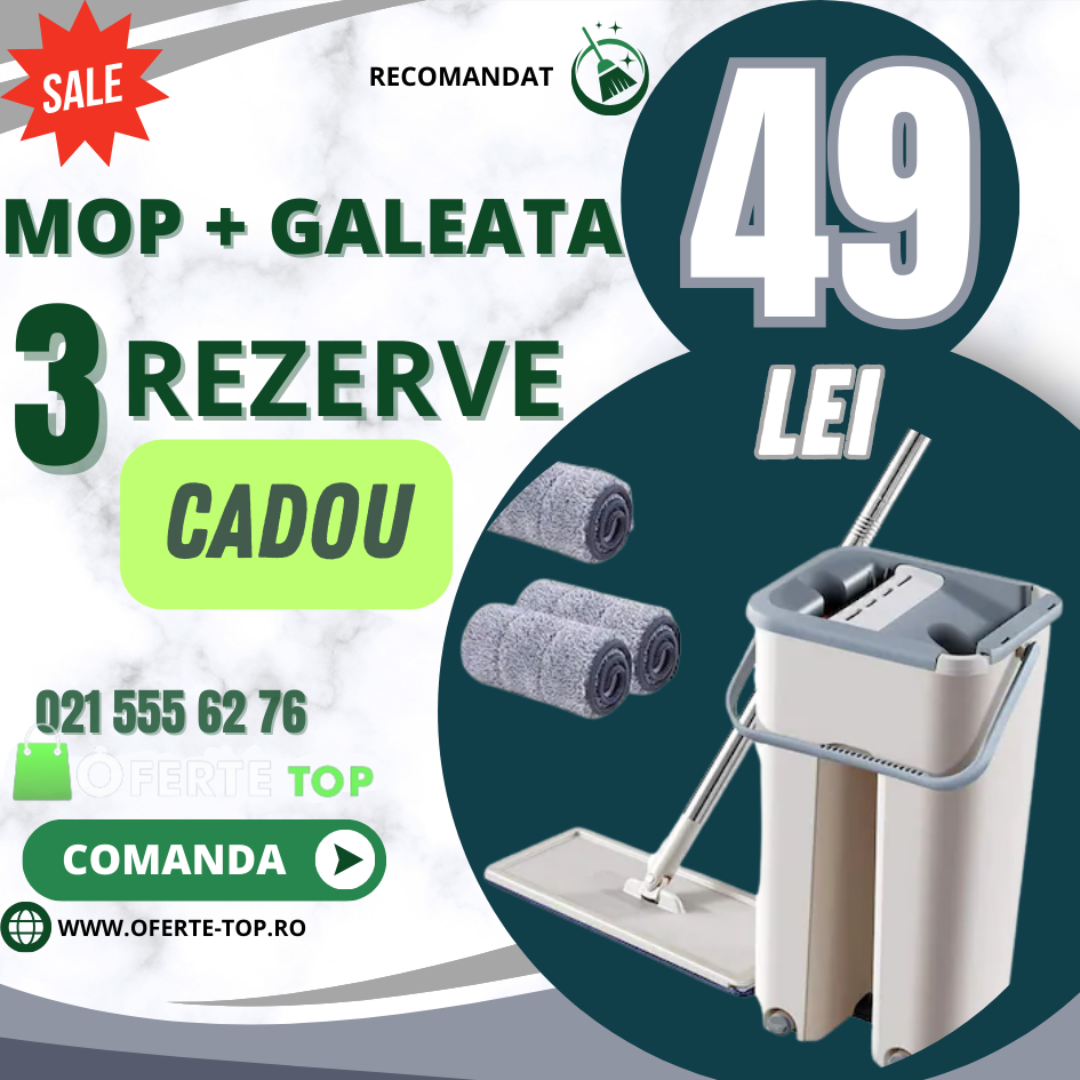 Mop cu galeata și 2 rezerve incluse SUPER OFERTA