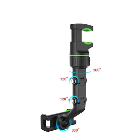 Suport Auto pentru Telefon, Prindere la Oglinda, Rotire 360 grade, Universal, Negru
